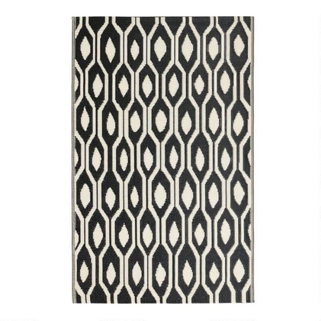 Black and Cream Reversible Indoor Outdoor Rio Floor Mat | World Market