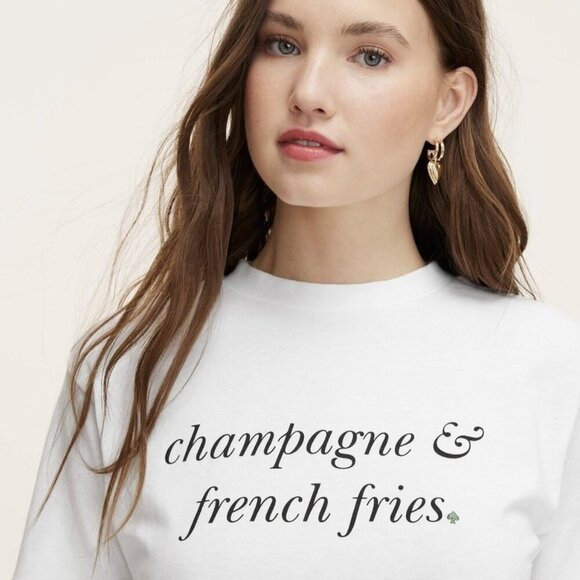 NWT KATE SPADE Target Champagne & French Fries Short Sleeve White T-Shirt XS | Poshmark