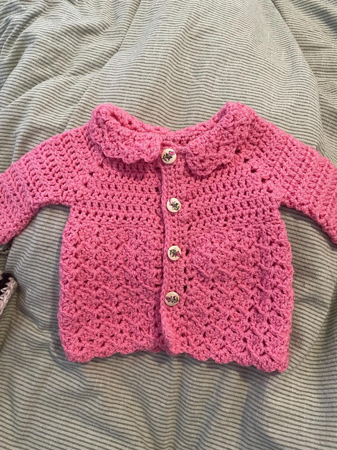 Baby Girl Hand-crocheted, Pretty Little Pink Cardigan. Size 0-3 Months. - Etsy | Etsy (US)