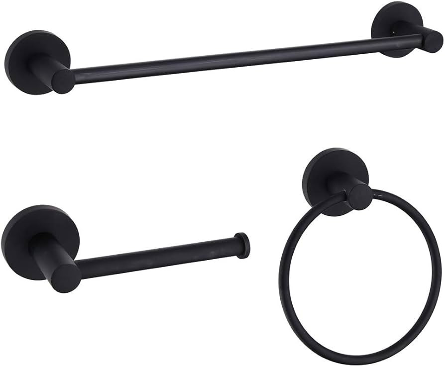 Amazon.com: Cavoli Black Bathroom Hardware Set Wall Mounted,24'' Towel Bar Adjustable,Toilet Pape... | Amazon (US)