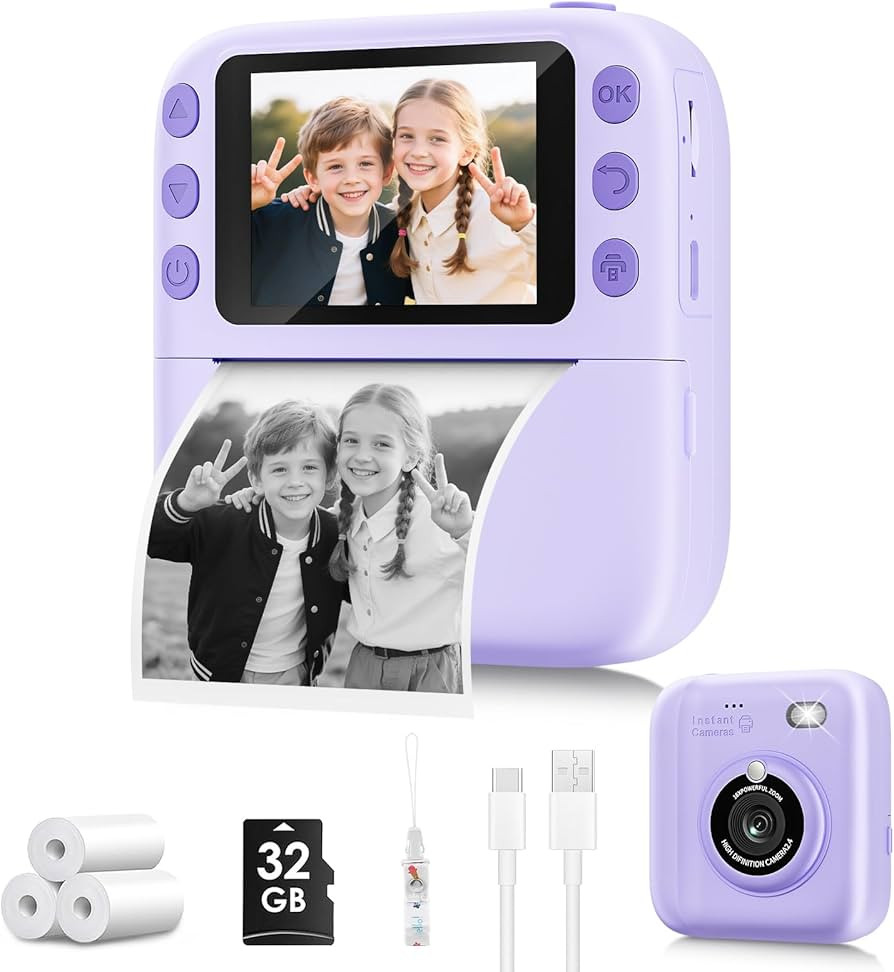 Instant Print Camera for Kids, Christmas Birthday Gifts for Girls Boys, 1080P Instant Digital Pri... | Amazon (US)
