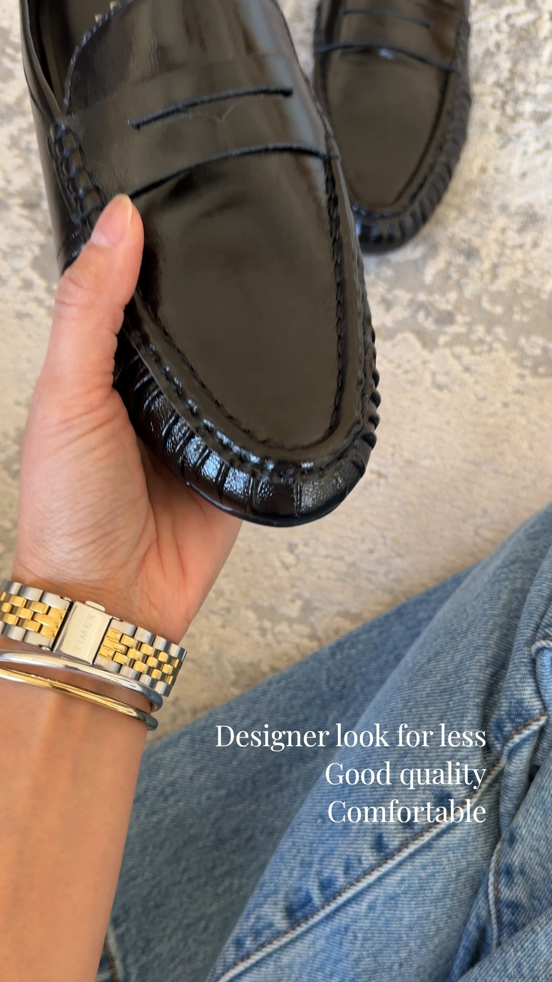 Casual chic loafer mules. Modern classic style. I’ve been wanting add a pair of loafers to my wardrobe for a while now, but couldn’t seem to find the right ones for me. Searching for more casual to wear mostly with jeans. I’m still looking to try a full loafer style, but these mules drew me in. I love ruched leather look. 
- Sizing seems true to size. I usually take a 6 in flats and that’s what I have here. If you intend to wear thicker socks, you could size up. 
- Comfy out of the box and seems to be good quality to last beyond a season. 
- These jeans are a good staple classic straight leg that also comes in ankle length. True 100% cotton denim that gets better with time. I size up in this style. 
- Classic cable knit sweater in an oversized fit. 
- Favorite staple white t-shirt as a base layer. 
- Convertible leather bag. Mid-priced luxury bag  



#LTKOver40 #LTKootd #LTKWorkwear