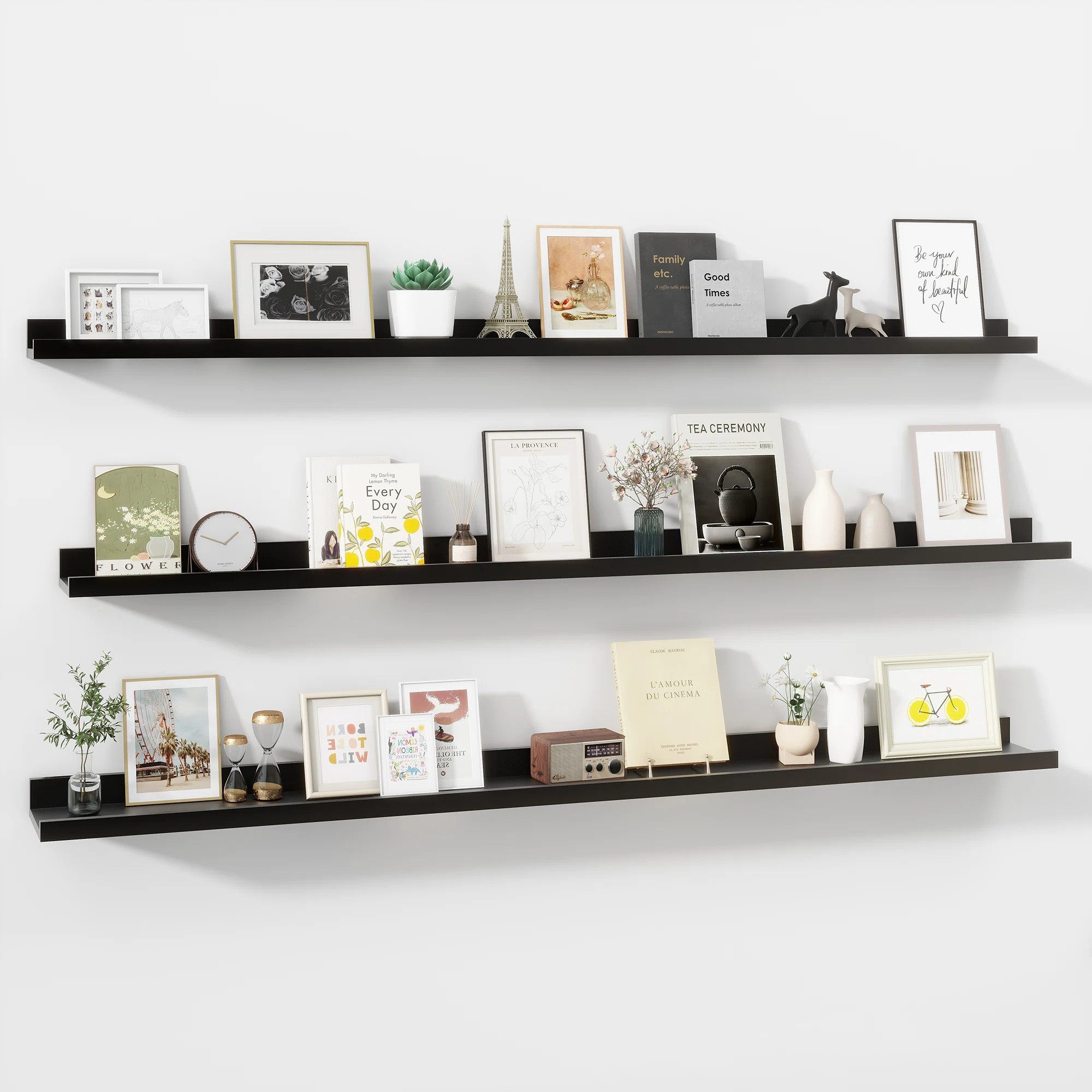 Wall-Mounted Floating Shelves for Bedroom, Living Room (Set of 3) | Wayfair North America
