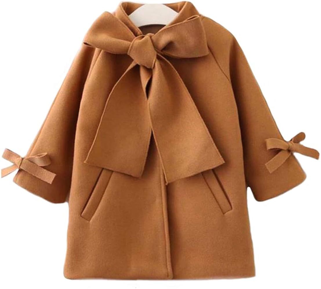 SUUGEN Toddler Kid Baby Girls Warm Wool Bowknot Coat Winter Overcoat Outwear Jacket | Amazon (US)