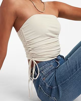 Body Contour Double Layer Ruched Side Tie Tube Top | Express