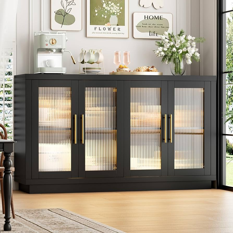 FOTOSOK Buffet Cabinet with Storage, 55.1" Large Sideboard Cabinet, Modern Sideboard Kitchen Cabi... | Amazon (US)
