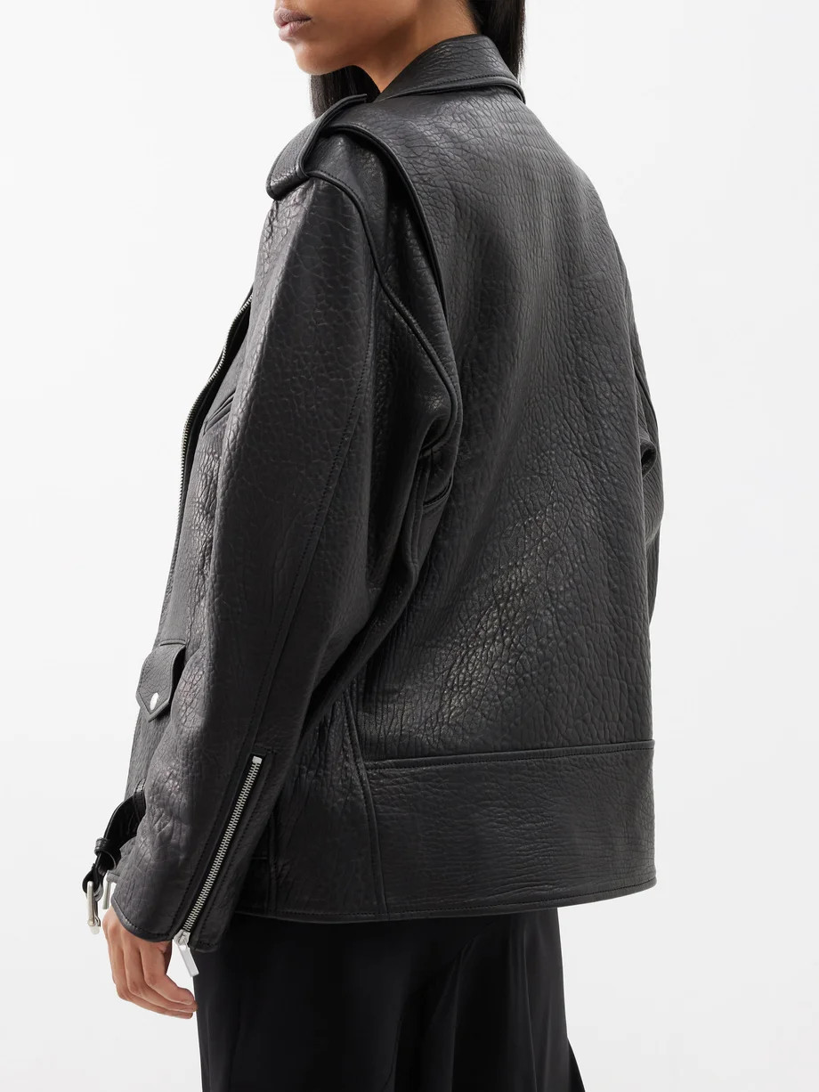 Oversized tumbled-leather biker jacket | Raey | Matches (UK)