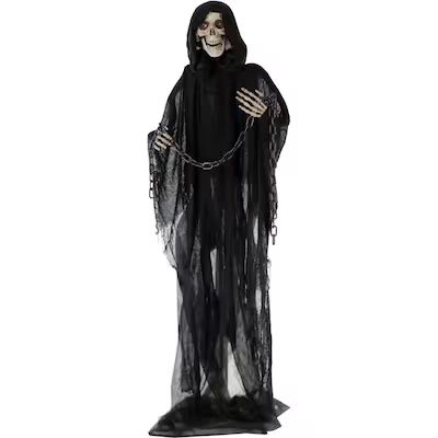 Haunted Hill Farm 5.42-ft Freestanding Moaning Lighted Reaper Animatronic | Lowe's