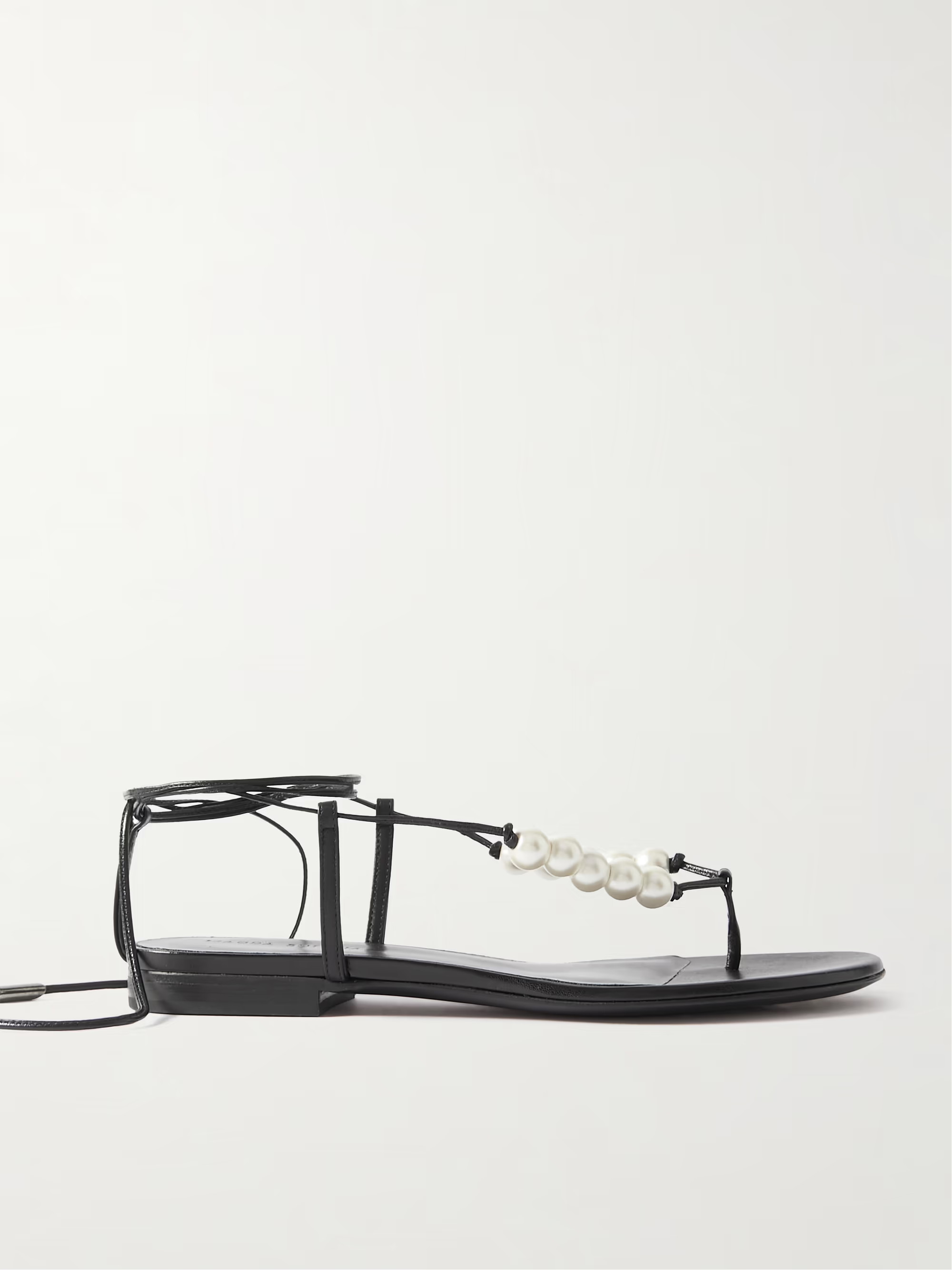 Faux pearl-embellished leather sandals | NET-A-PORTER (US)