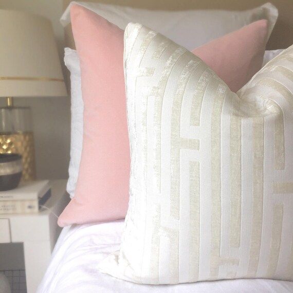 Cut Velvet Geo Pillow - Off-White Velvet Pillow - Geometric Pillow - Modern Pillow - White Pillow... | Etsy (US)