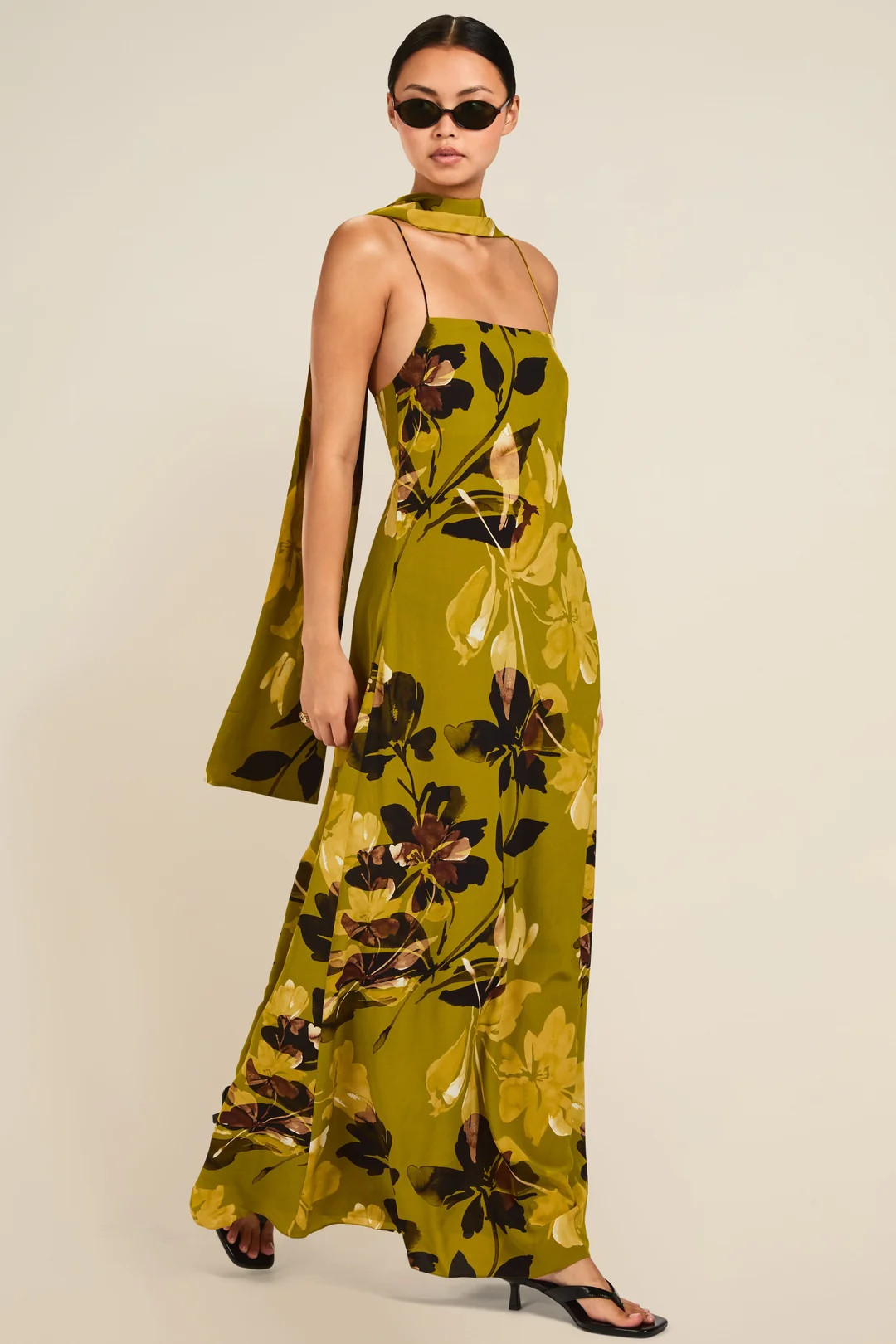 St Tropez Dress - Chartreuse Floral | Away That Day