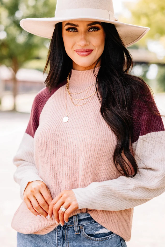On Your Time Blush Pink Colorblock Sweater | The Mint Julep Boutique
