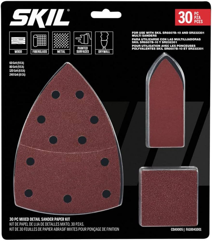 SKIL 30-Piece Mixed 60/80/120/240 Grits Detailed Sand Paper Kit for SKIL Sanders SR232301 & SR660... | Amazon (US)