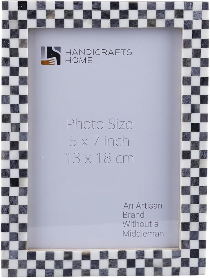 Handicrafts Home 5x7 Picture Frame, Checkered Black & White Frames, Handmade Decorative Photo Fra... | Amazon (US)