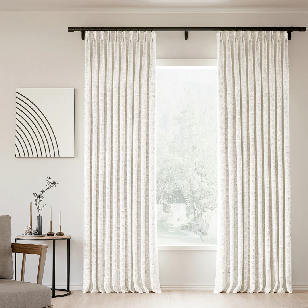 Pinch Pleated Lille Linen Memory Trained Blackout Curtains Natural Modern Custom Drapes | Homerilla