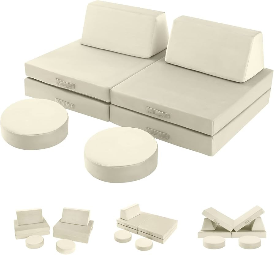 MeMoreCool Kids Couch Sofa Modular Toddler Couch for Bedroom Playroom, 8-Piece Fold Out Couch Pla... | Amazon (US)