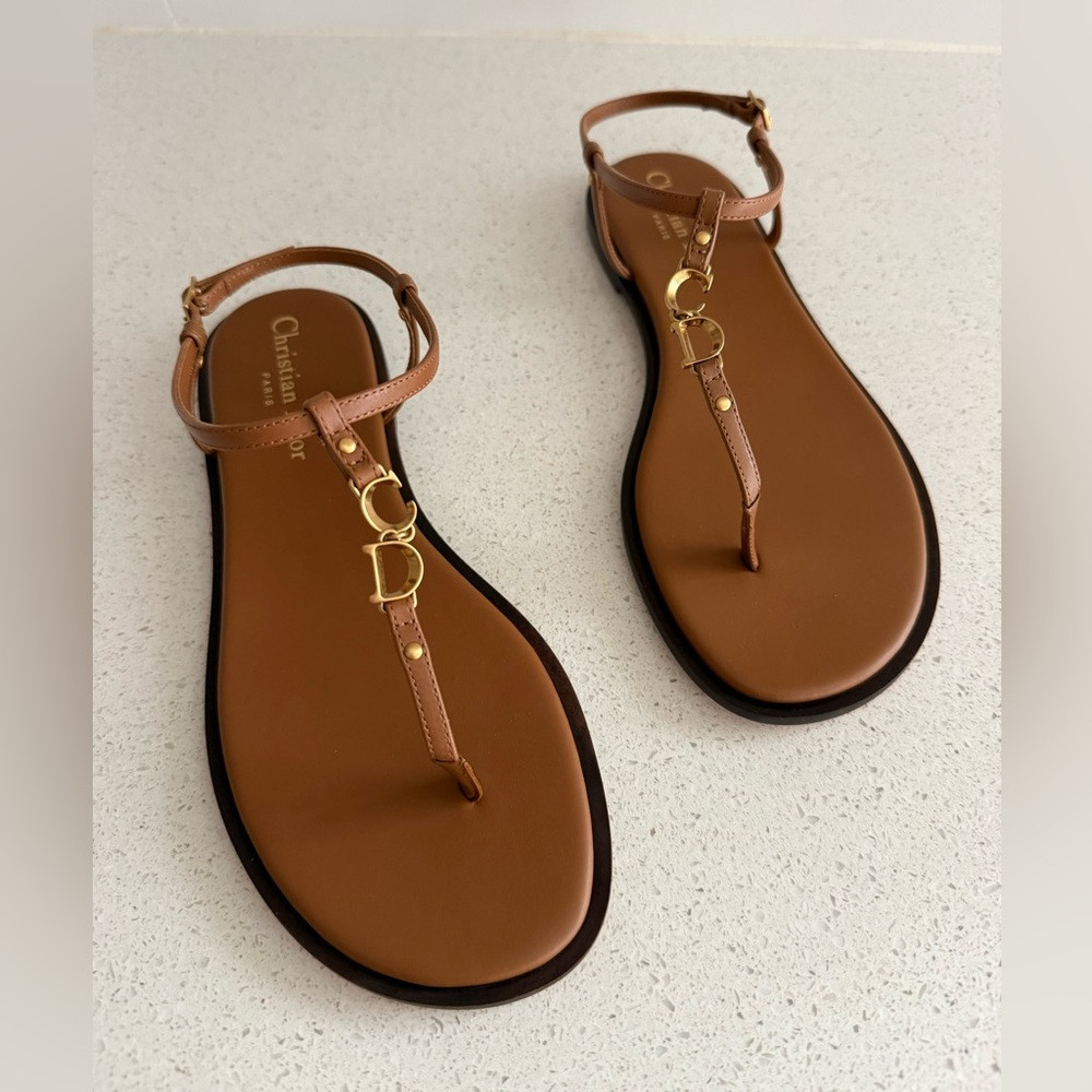 Christian Dior C\u2019est Dior CD Logo Leather Sandals In Brown Size EU 37 US 7 | Poshmark