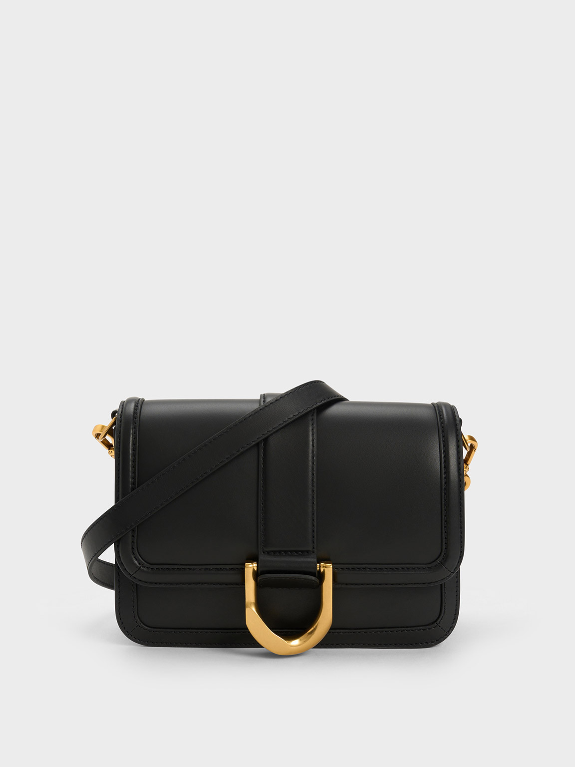 Black Gabine Leather Crossbody Bag | CHARLES & KEITH | Charles & Keith US