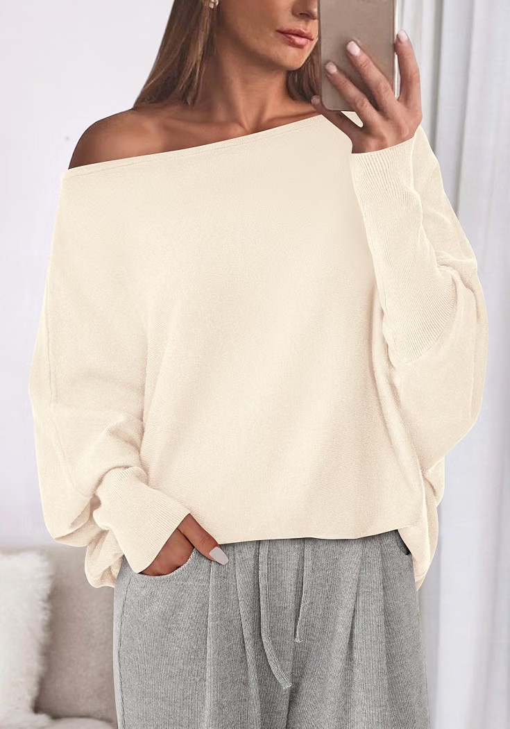 BTFBM Casual Fall Sweaters for Women 2026 Off The Shoulder Sweater | Amazon (US)