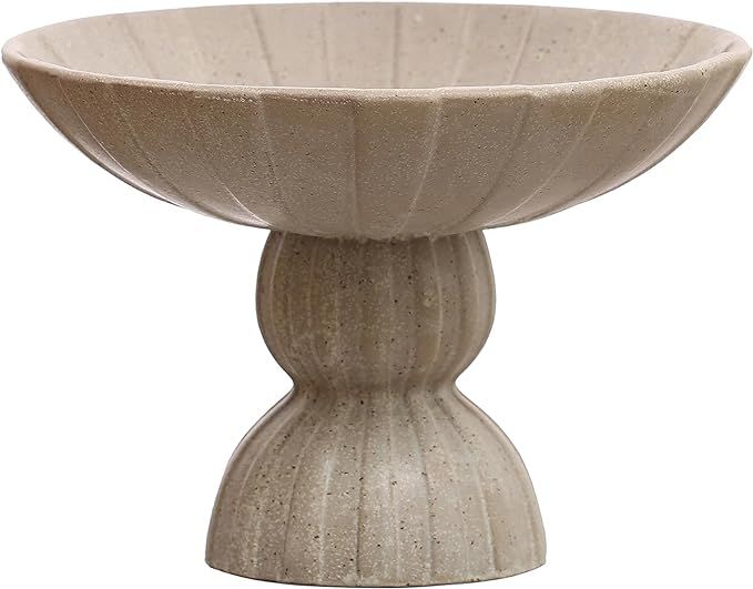 Bloomingville 10.25 Inches Round Debossed Stoneware Footed Reactive Glaze, Tan Bowl, Beige | Amazon (US)