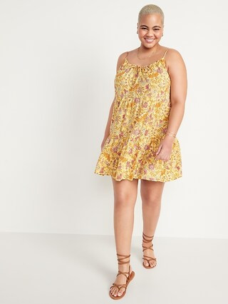 Sleeveless Tiered Floral-Print Mini Cami Swing Dress for Women | Old Navy (US)