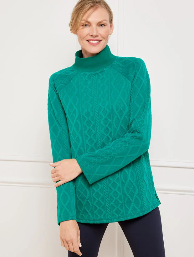 Autumnal Cable Knit Mockneck Pullover | Talbots