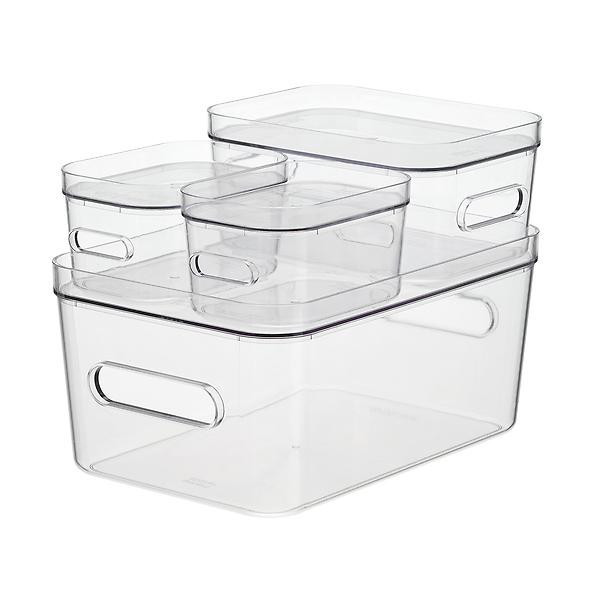 Smart Store Clear Compact Plastic Bins 4-Pack with Clear Lids | The Container Store