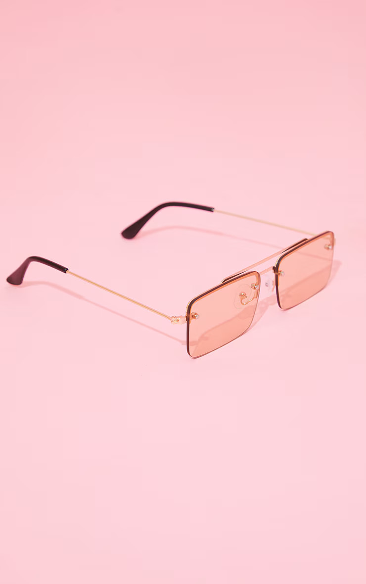 Brown Aviator Rectangular Sunglasses | PrettyLittleThing UK