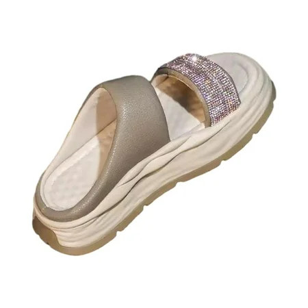 Women Sandals Flatform Shoes Rubber Sole Sequins Lightweight Casual Slippers Female Indoor Outdoor Nonslip Slip on Flat Sandal Beach Sandals 40 | Walmart (US)