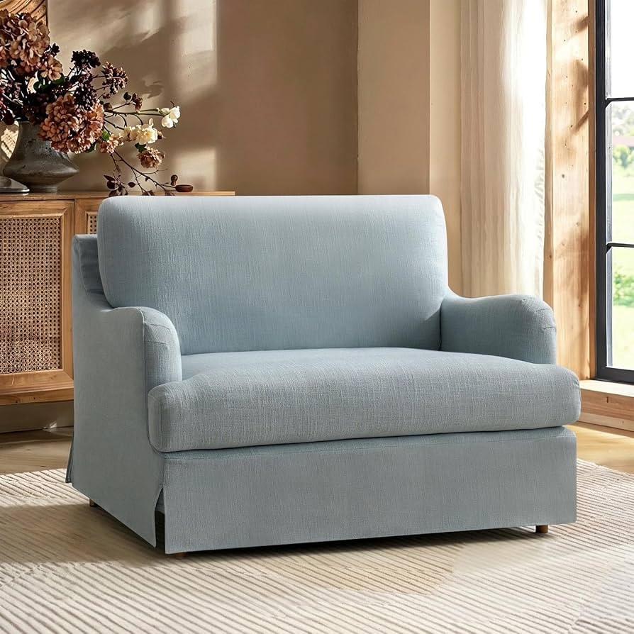 HULALA HOME Oversized Chair and a Half with Washable Slipcover, Blue | Amazon (US)