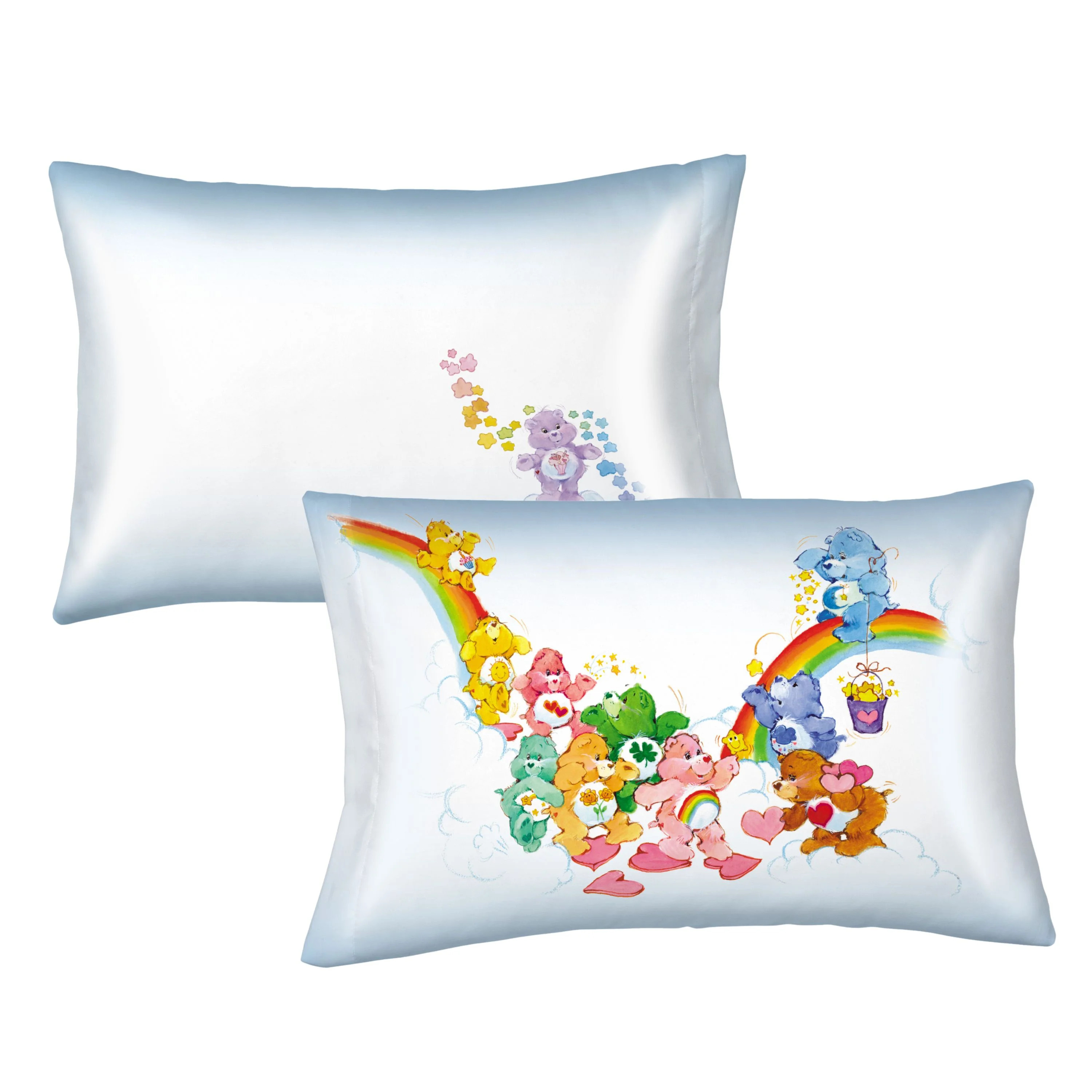 Care Bears White Blue Reversible Silky Satin Pillowcase, Standard Size, 1-Pack | Walmart (US)