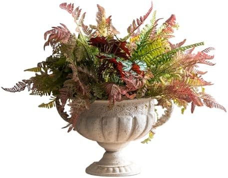 Vintage Urn Planter with Embossed Pattern, Decorative Flower Pot, Classic Round Plant Pot, Europe... | Amazon (US)