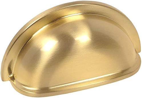 10 Pack - Cosmas 4310BB Brushed Brass Cabinet Hardware Bin Cup Drawer Handle Pull - 3" Inch (76mm... | Amazon (US)