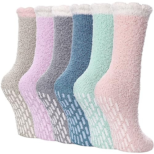 FNOVCO Non Slip Socks for Women Winter Warm Cozy Fuzzy Slipper Socks Soft Fluffy Hospital Socks w... | Amazon (US)