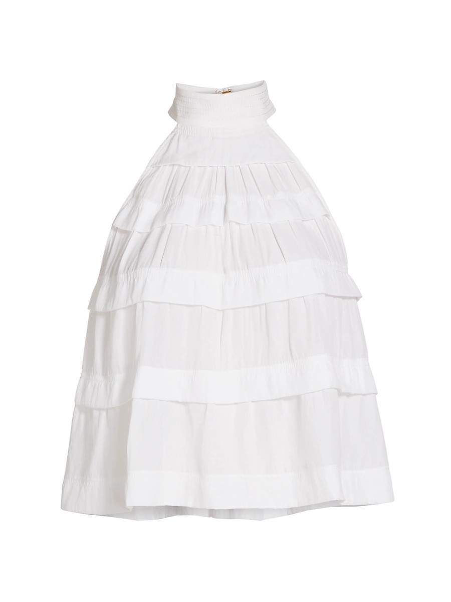 Women's Sherrie Tiered Halterneck Top - Ivory - Size XS | Saks Fifth Avenue