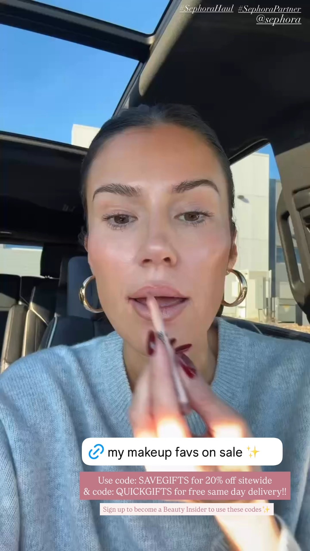 Save on gifts for everyone on your list @sephora - get 20% off your purchase (1x use) + 30% off Sephora Collection (multiuse) with code: SAVEGIFTS and use stackable code: QUICKGIFTS for free same day delivery through 12/24!! 
Sign up to join Sephora’s Beauty Insider program to get discounts - Buy Online, Pick Up In Store & Get Same day delivery!

Lipgloss: shade fussy 
Liner: endless cocoa 

@sephora #SephoraPartner #SephoraHaul

#LTKBeauty #LTKHoliday #LTKSaleAlert