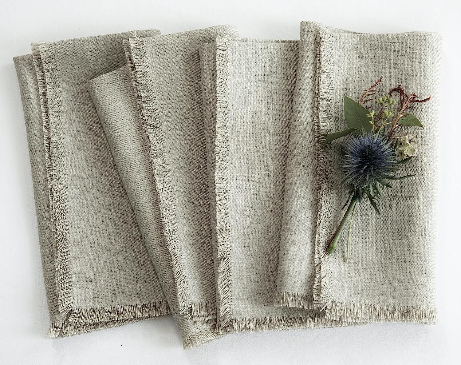 Solino Home Linen Fall Dinner Napkins – 20 x 20 Inch Natural, Set of 4 – 100% Pure Linen Frin... | Amazon (US)