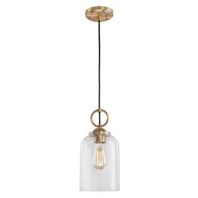 1-way Light Mini Pendant with Clear Bell Shaped Shade Gold - Decor Therapy | Target