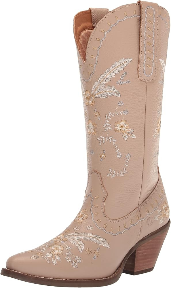 Dingo Womens Full Bloom Floral Round Toe Casual Boots Knee High Mid Heel 2-3" - Black | Amazon (US)