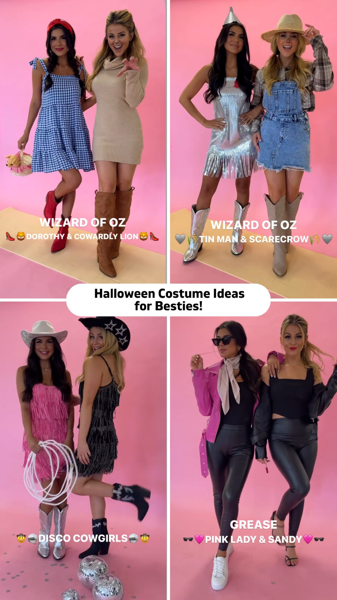 Halloween costume ideas for friends! Cute diy Halloween costume ideas with clothing you can wear again! Love these easy friends costume ideas for Halloween 🎃 DIY Wizard of oz Halloween costume, diy grease Halloween costume, diy disco cowgirl Halloween costume

#LTKHalloween #LTKSeasonal #LTKSale