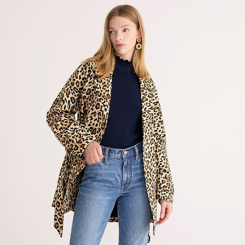 Collection short trench coat in leopard | J. Crew US