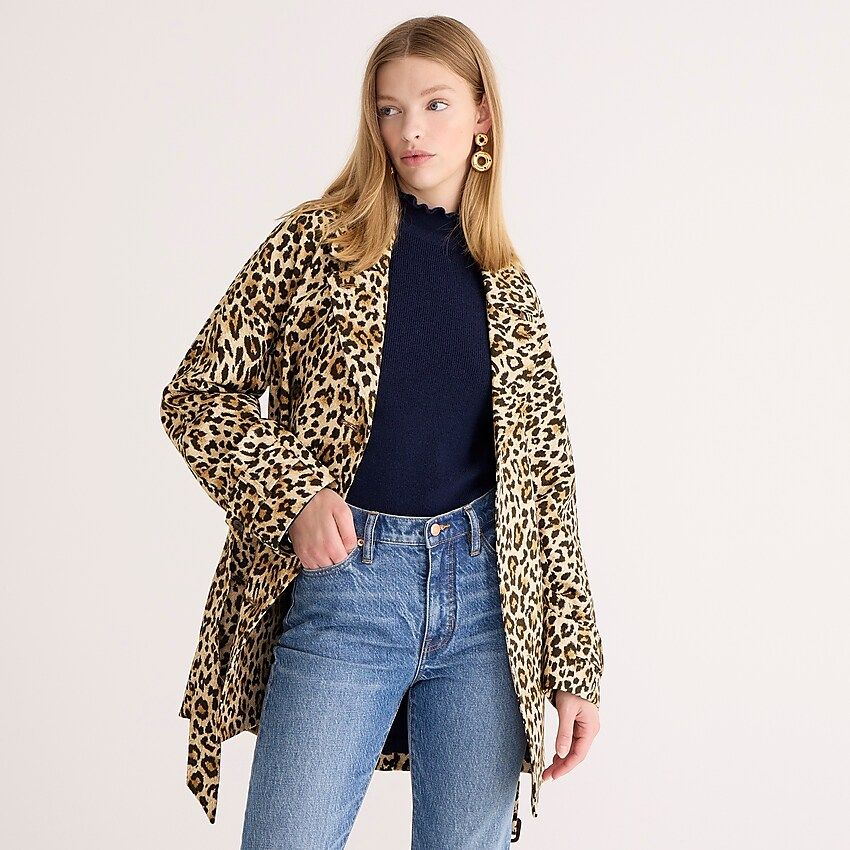 Collection short trench coat in leopard | J.Crew US