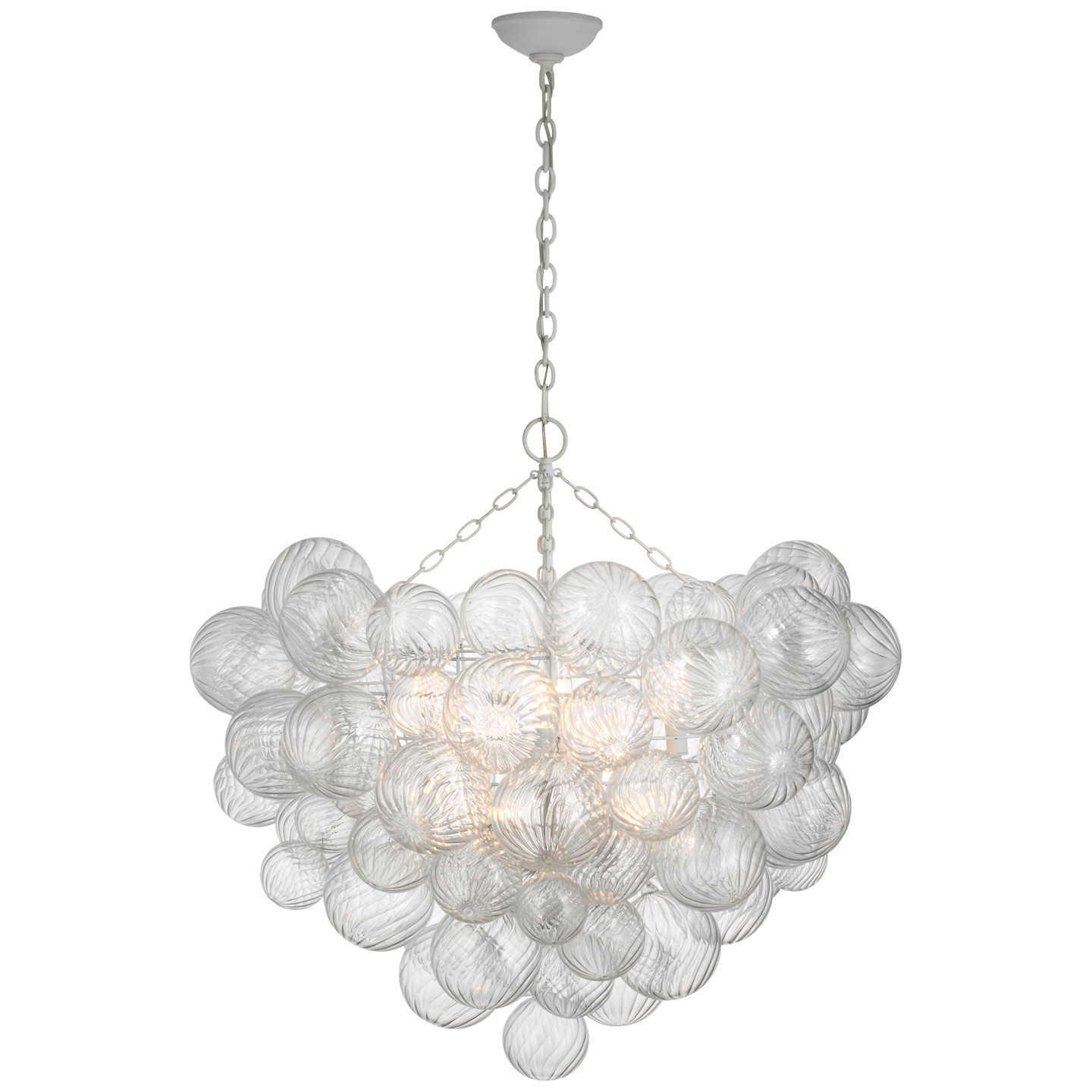 Talia Grande Chandelier in Plaster White with Clear Swirled Glass | Visual Comfort