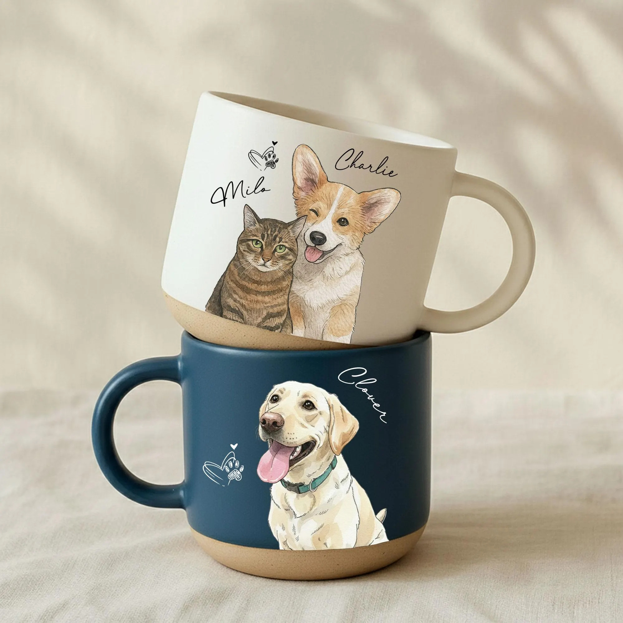 Personalized Watercolor Photo Pet Pottery Mug, Pet Portrait Coffee Cup Gift For Cat Dog Lovers, Custom Dog Remembrance Gifts, Cat Mugs | Etsy (Global)