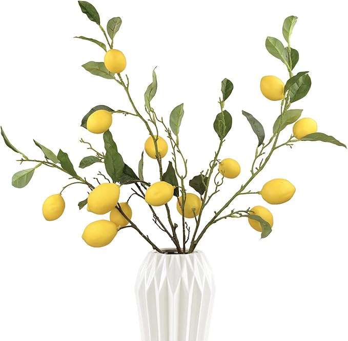 Rinlong Artificial Lemon Branches for Kitchen Party Decoration Yellow Lemon Decor Fruit Branches ... | Amazon (US)
