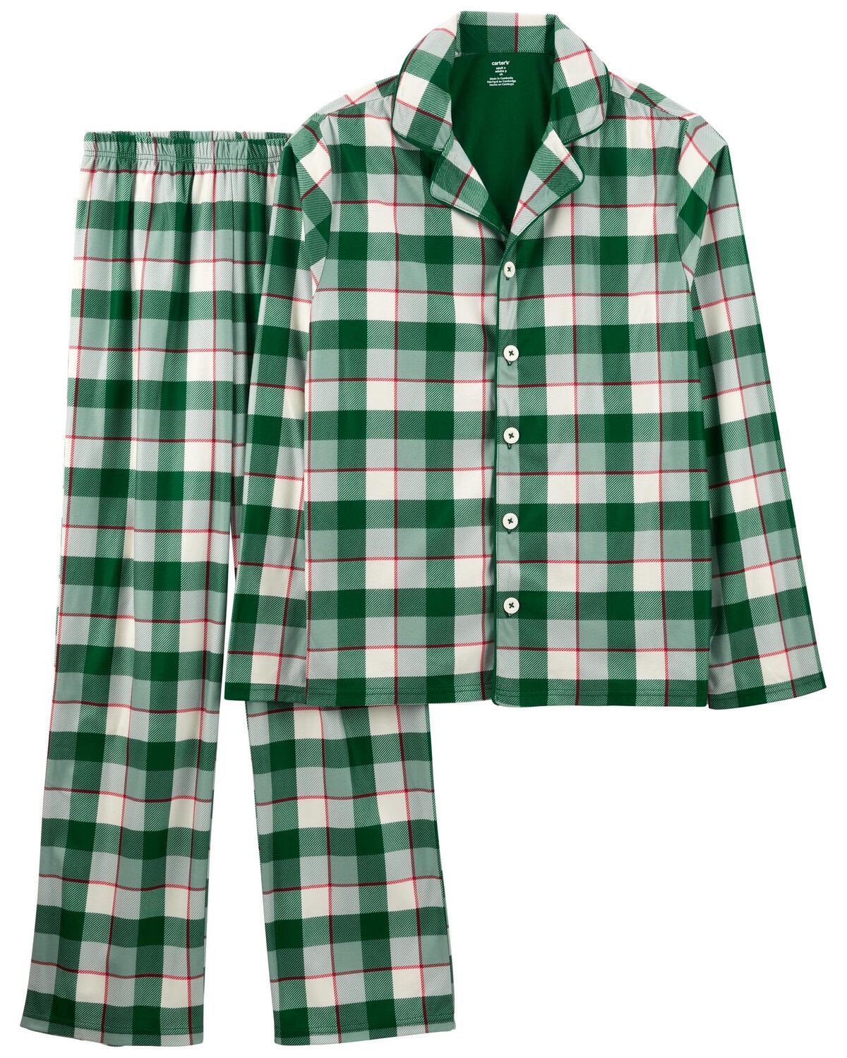 Green Adult 2-Piece Plaid Coat-Style Pajamas | carters.com | Carter's