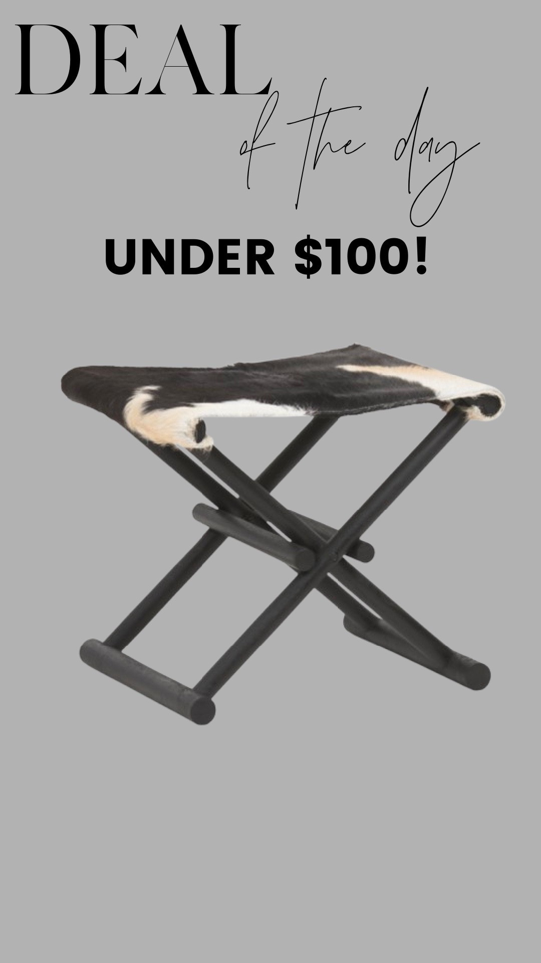 Under $100 and giving major designer energy.

This leather cowhide folding stool is such a good accent piece — the black frame keeps it modern while the cowhide seat adds just enough texture and contrast. I love pieces like this layered at the end of a bed, tucked under a console, or pulled up as extra seating when hosting.

It feels custom and collected… but it’s under $100 right now.

These are the kinds of pieces that elevate a space without feeling busy. Tap to shop before it’s gone.

#LTKHome #LTKSaleAlert