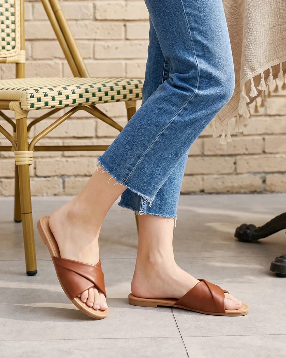 Tina | Women's Simple Flat Slides | Fitory Footwear US