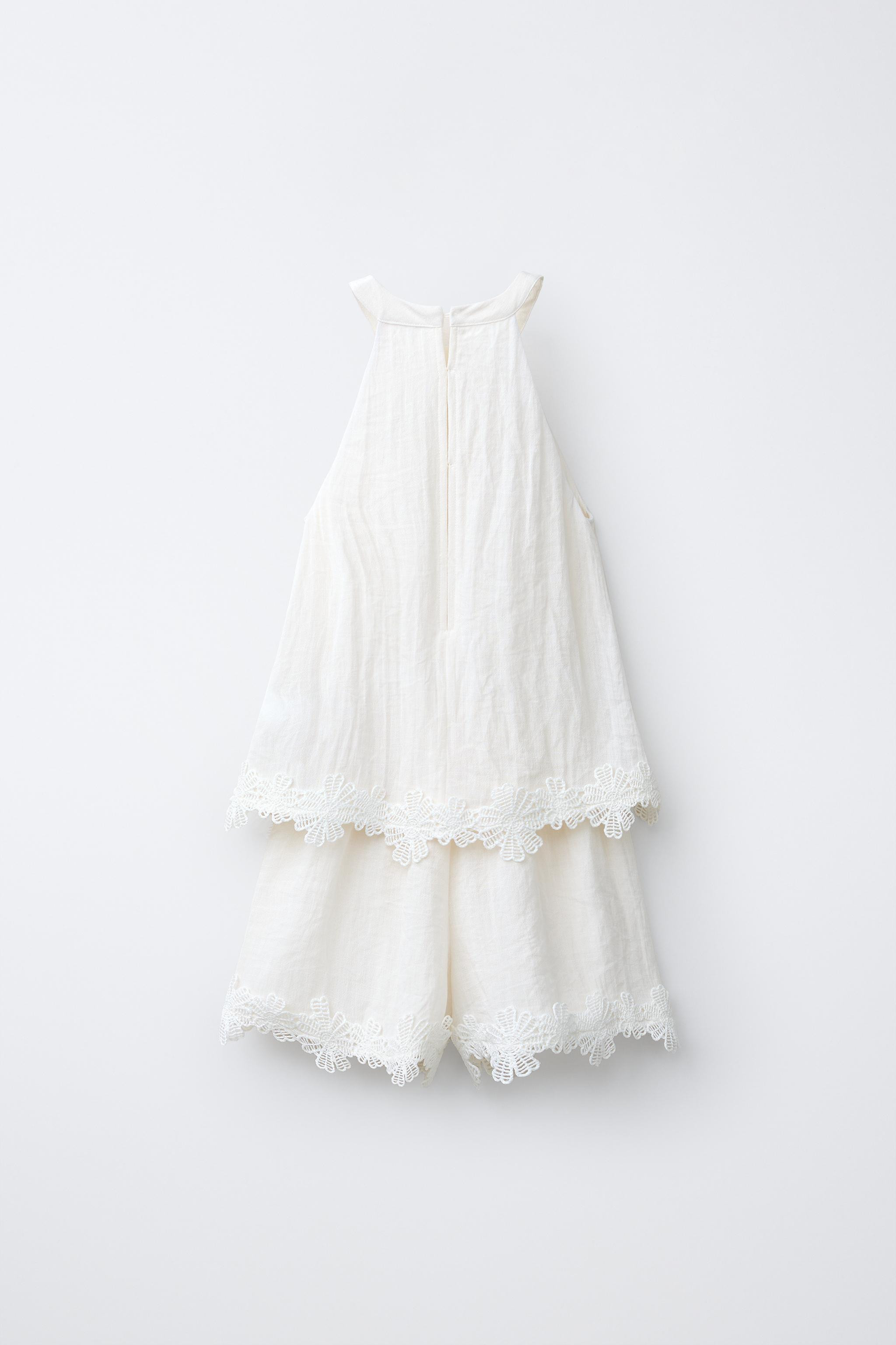 EMBROIDERED HALTER PLAYSUIT | Zara UK