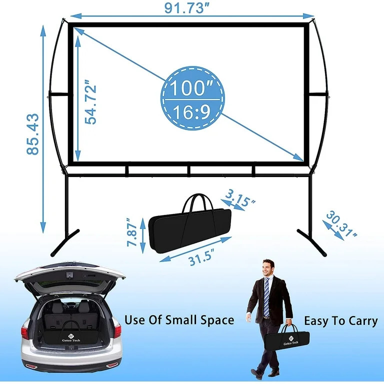 GT GETCO TECH Outdoor Projector Screen with Stand, Portable Projection Screen with Carry Bag, Ind... | Walmart (US)